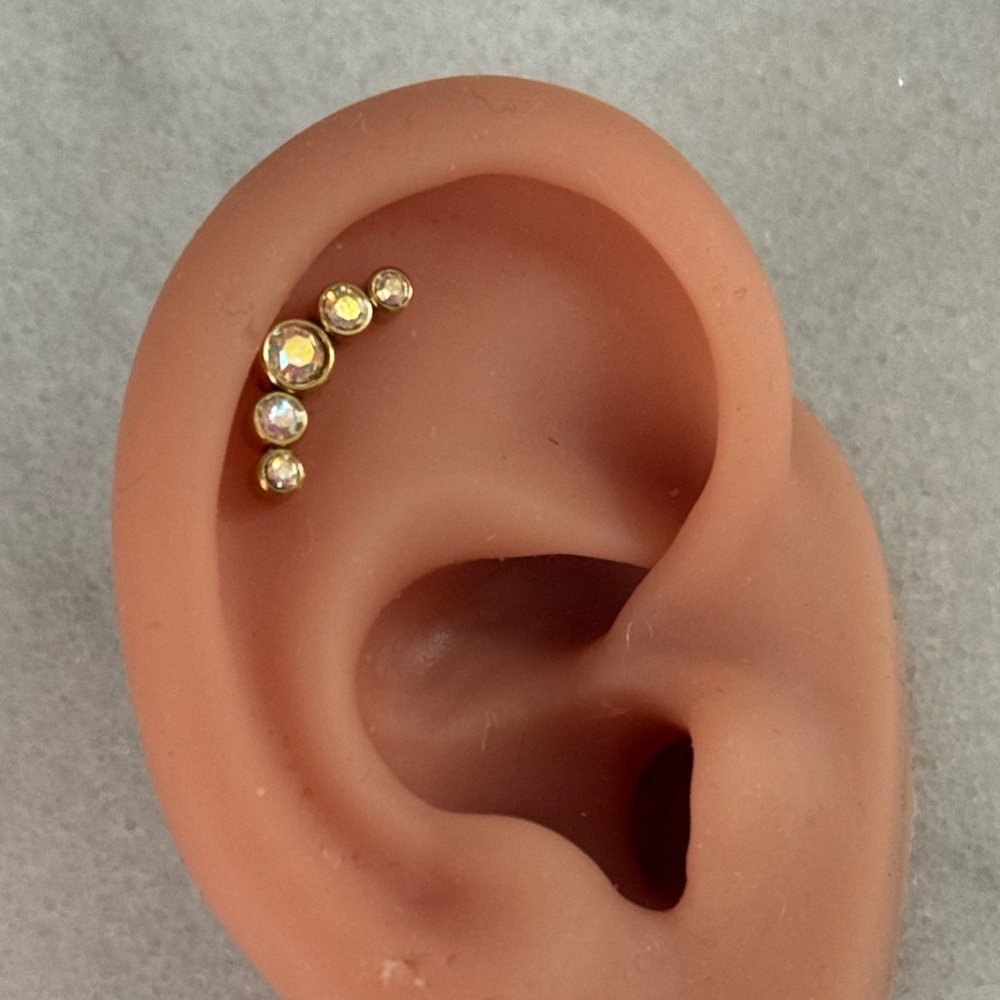 Gold Iridescent Pink Crystal Arch Cartilage Earring 

Brand New